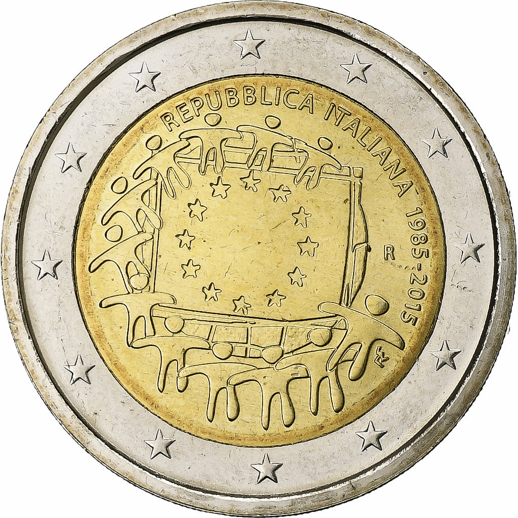 Italie, 2 Euro, 2015, Roma, 30 ans   Drapeau européen, SPL+, Bimétallique