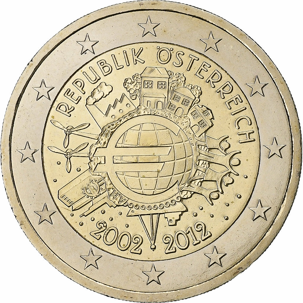 Áustria, 2 Euro, €uro 2002-2012, 2012, MS(64), Bimetálico