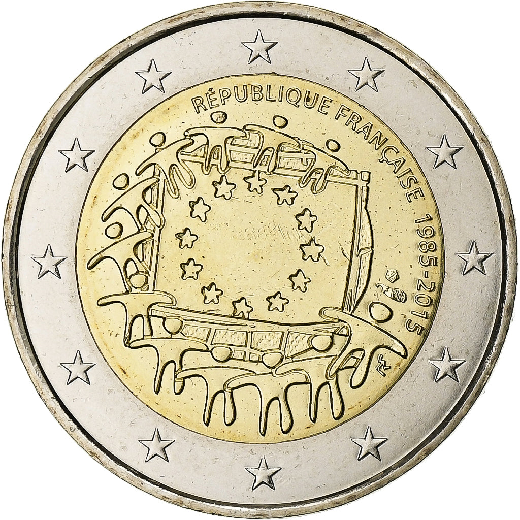 Francia, 2 Euro, 30 ans du drapeau de l union europeenne, 2015, SPL+