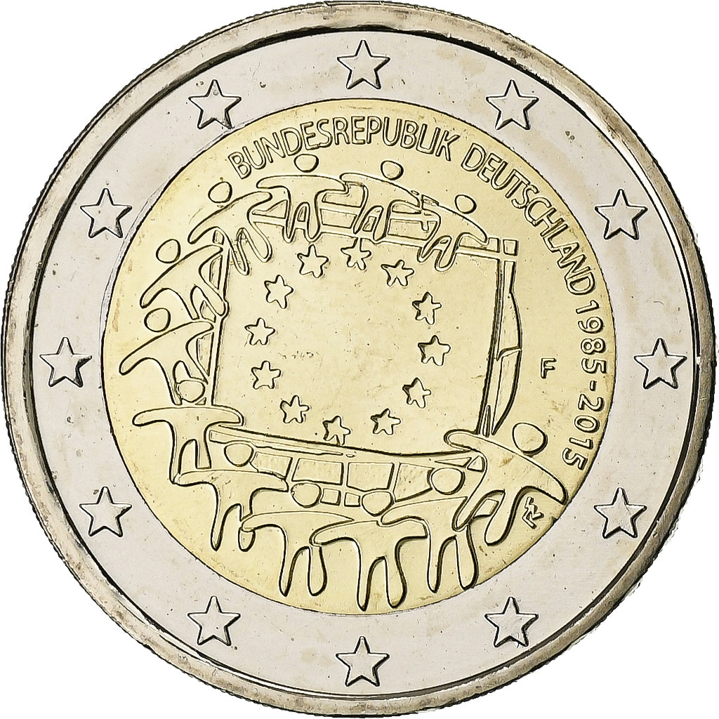Allemagne, 2 Euro, 2015, Stuttgart, 30 ans   Drapeau européen, SPL+