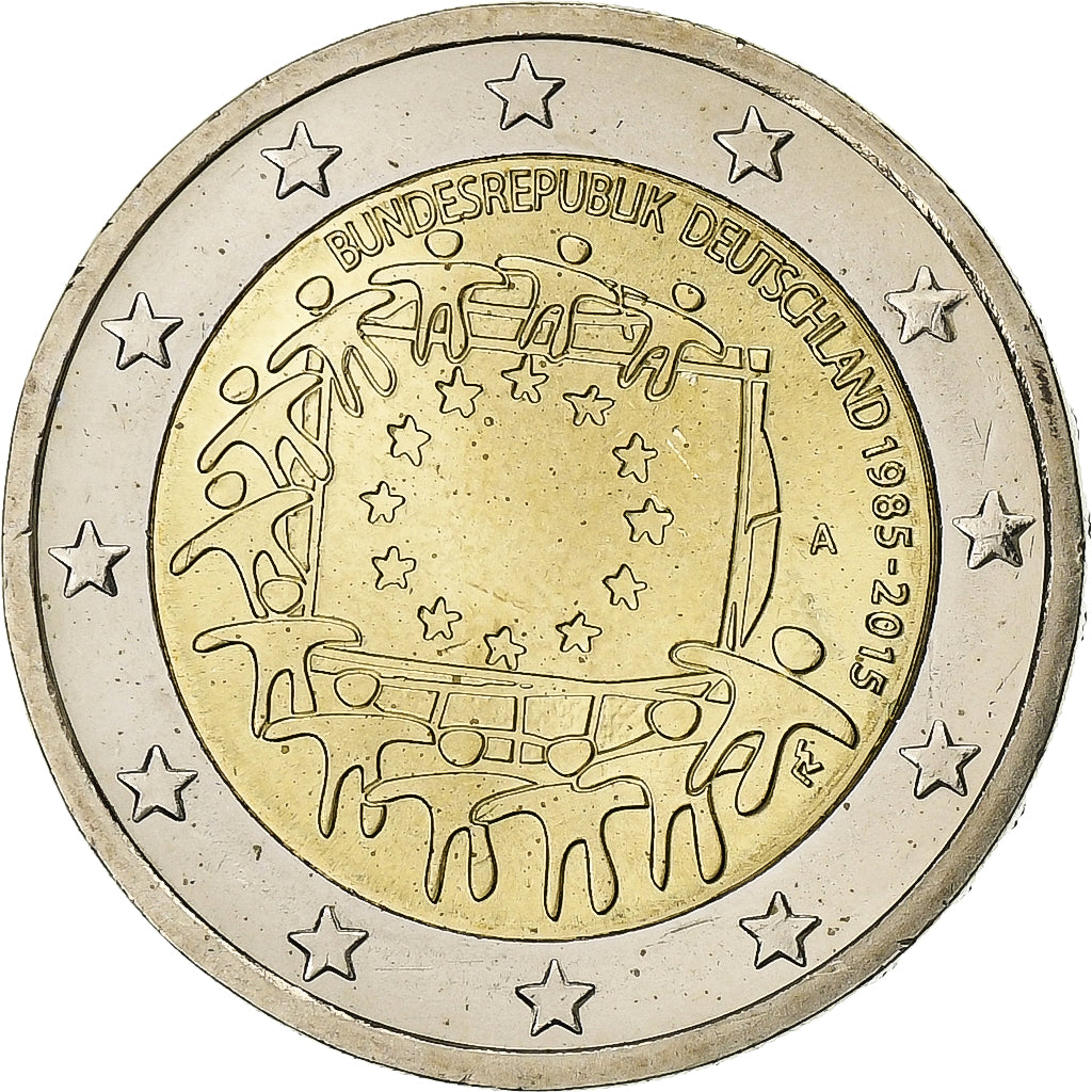 Germania, 2 Euro, 2015, Berlin, 30 ans   Drapeau européen, SPL+, Bi-metallico