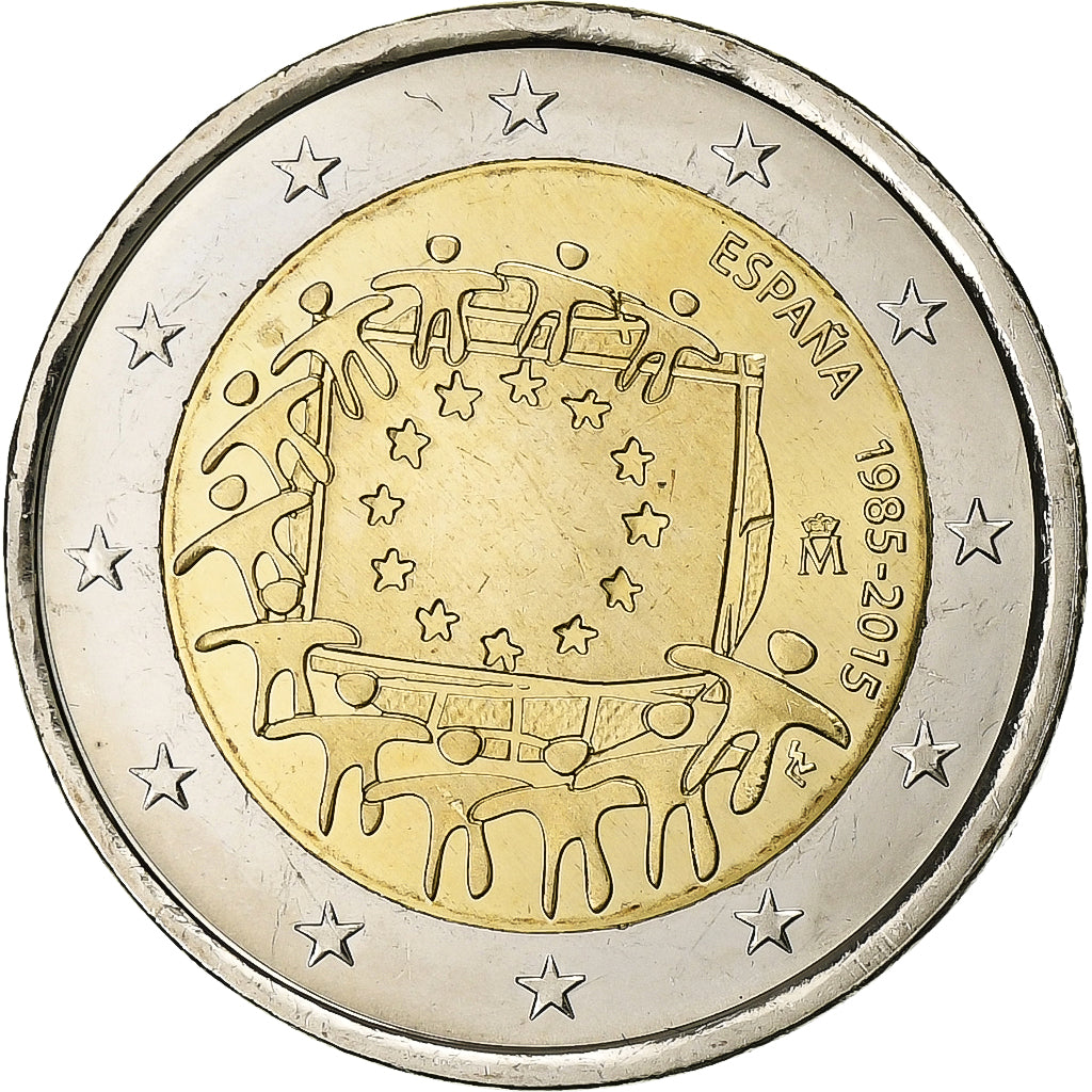 Spanien, 2 Euro, 2015, Madrid, 30 ans   Drapeau européen, UNZ+, Bi-Metallic