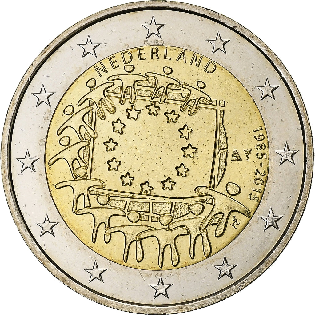 Nederland, 2 Euro, Drapeau européen, 2015, UNC, Bi-Metallic