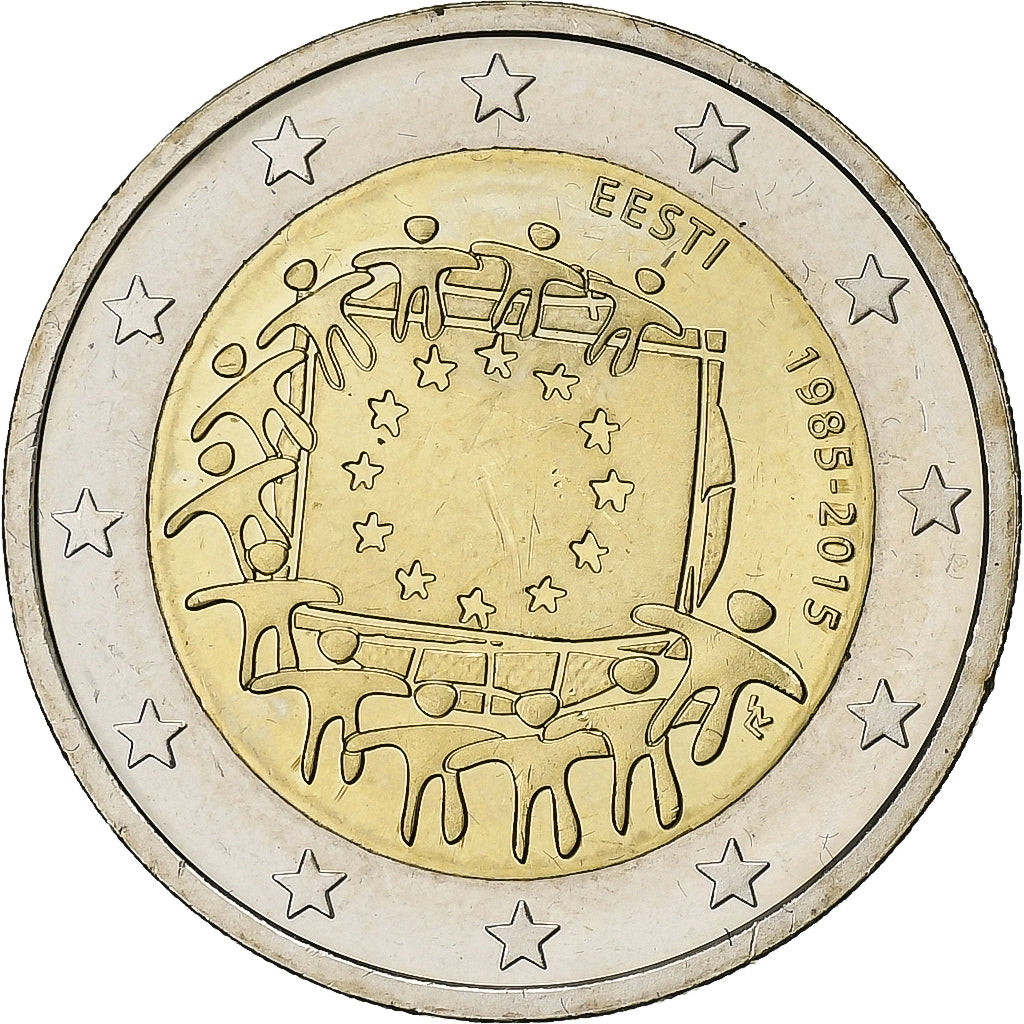 Estonia, 2 Euro, Drapeau européen, 2015, UNZ+, Bi-Metallic