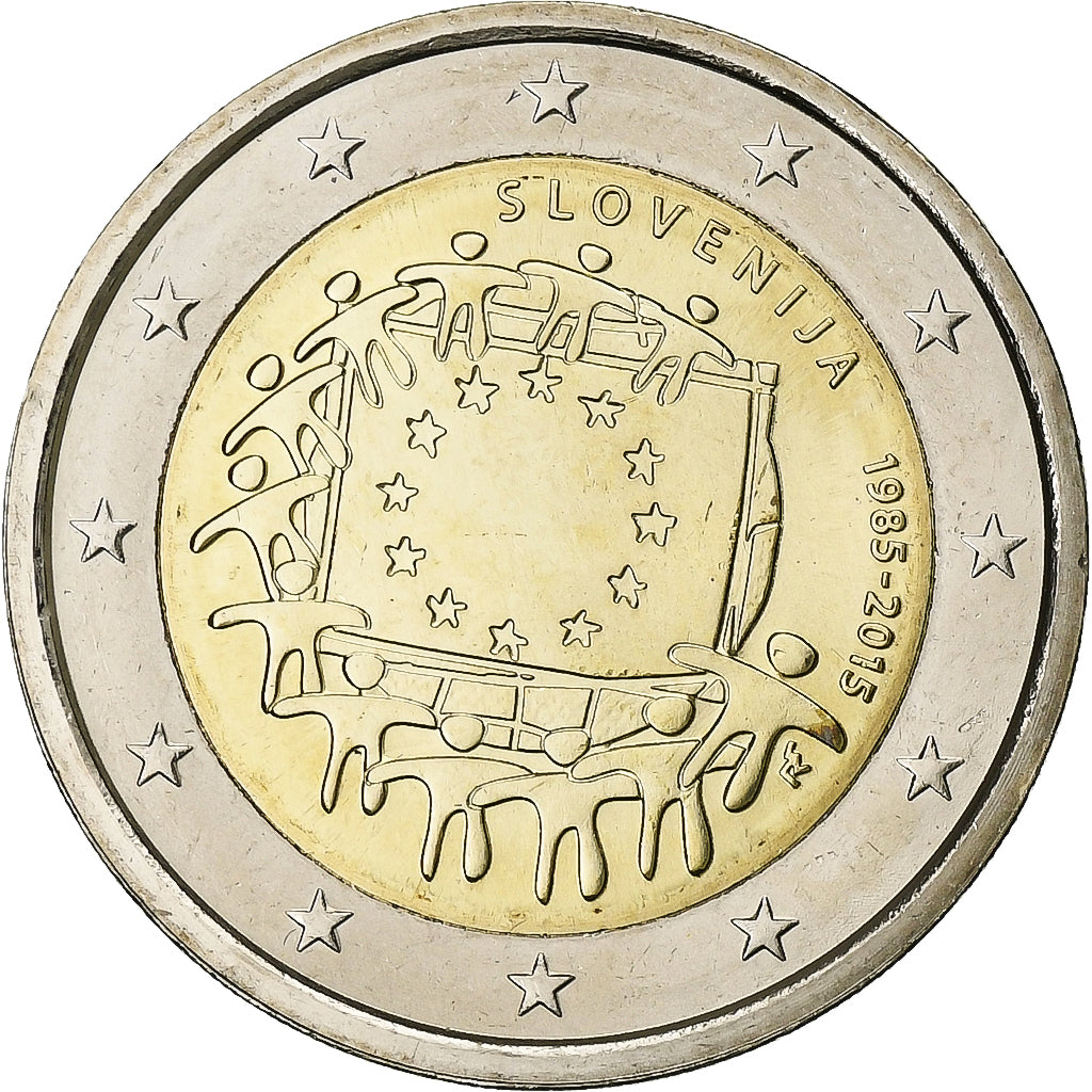 Słowenia, 2 Euro, Drapeau européen, 2015, MS(64), Bimetaliczny