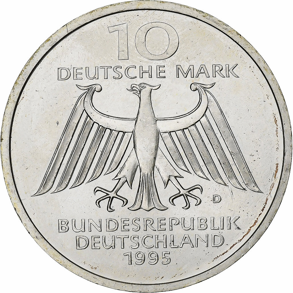 République fédérale allemande, 10 Mark, 1995, Munich, Argent, SUP+, KM:187