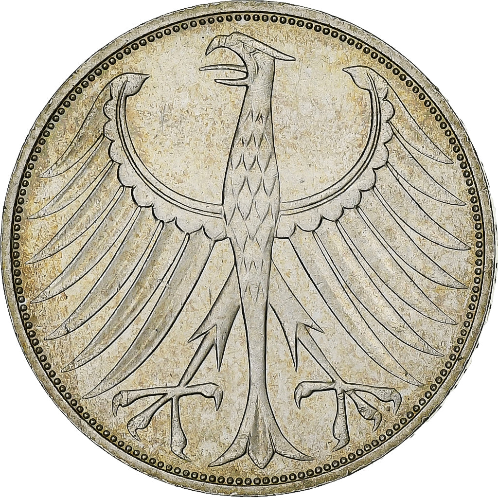 GERMANIA - REPUBBLICA FEDERALE, 5 Mark, 1974, Hamburg, Argento, SPL, KM:112.1