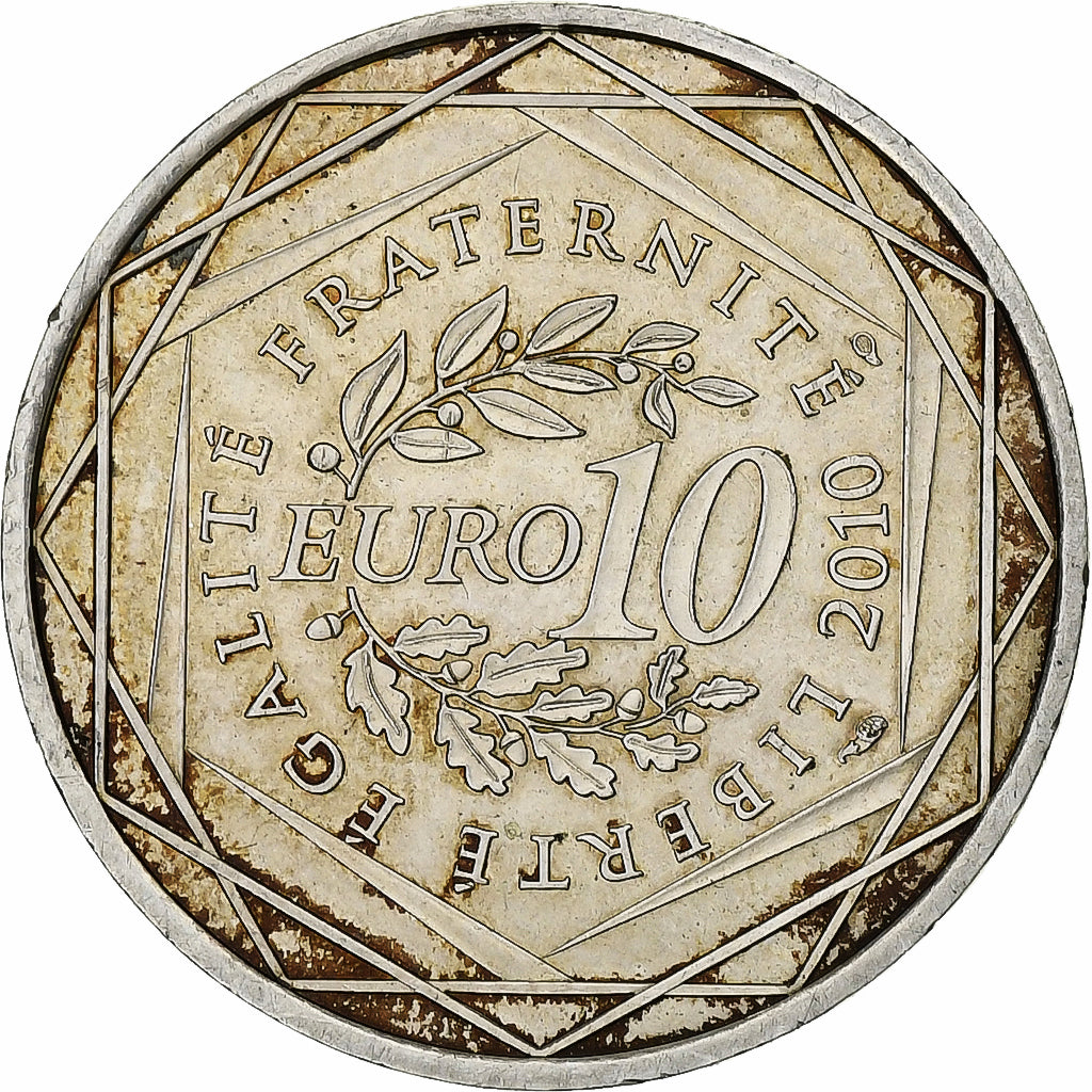 Francja, 10 Euro, Bretagne, 2010, Paris, Srebro, AU(55-58), KM:1648