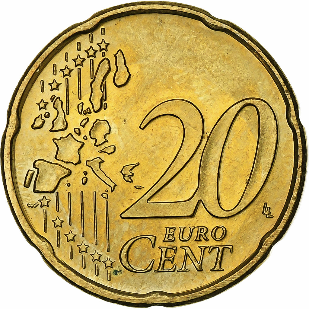 Paesi Bassi, Beatrix, 20 Euro Cent, 2001, Utrecht, Ottone, SPL+, KM:238