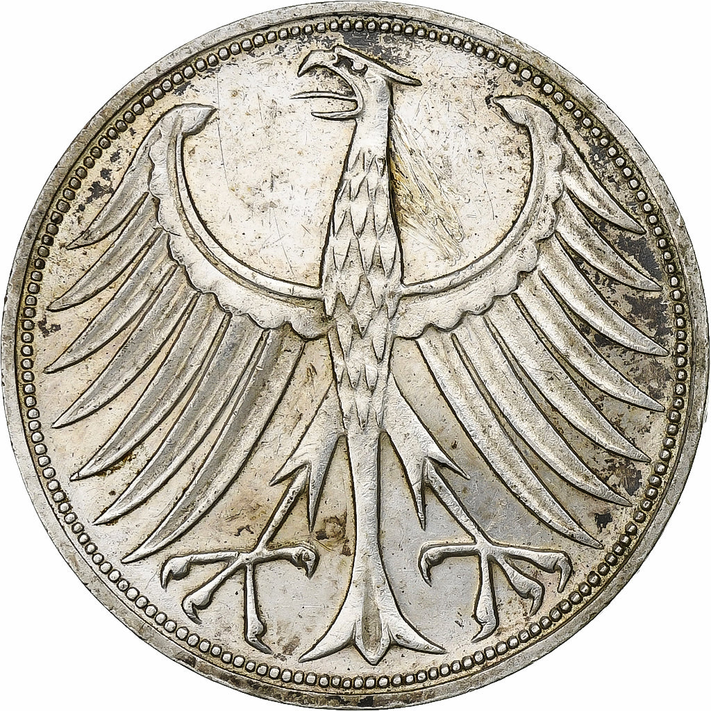 GERMANIA - REPUBBLICA FEDERALE, 5 Mark, 1967, Munich, Argento, SPL-, KM:112.1