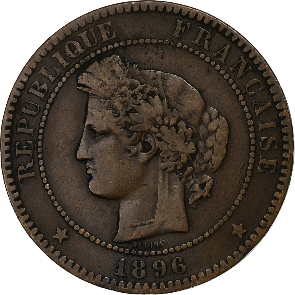 France, 10 Centimes, Cérès, 1896, Paris, Bronze, EF(40-45), Gadoury:265a