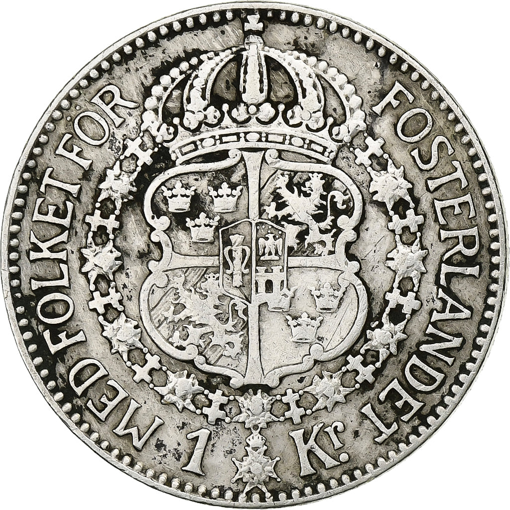 Sweden, Gustaf V, Krona, 1923, Silver, AU(50-53), KM:786.1