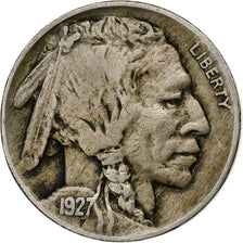 USA, 5 Cents, Buffalo Nickel, 1927, U.S. Mint, Miedź-Nikiel, EF(40-45), KM:134