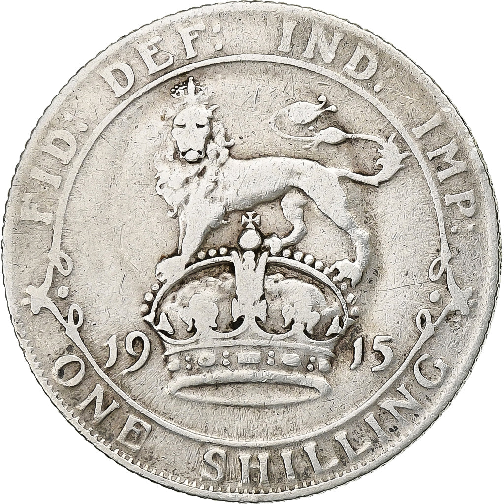 Groot Bretagne, George V, Shilling, 1915, Zilver, ZF+, KM:816