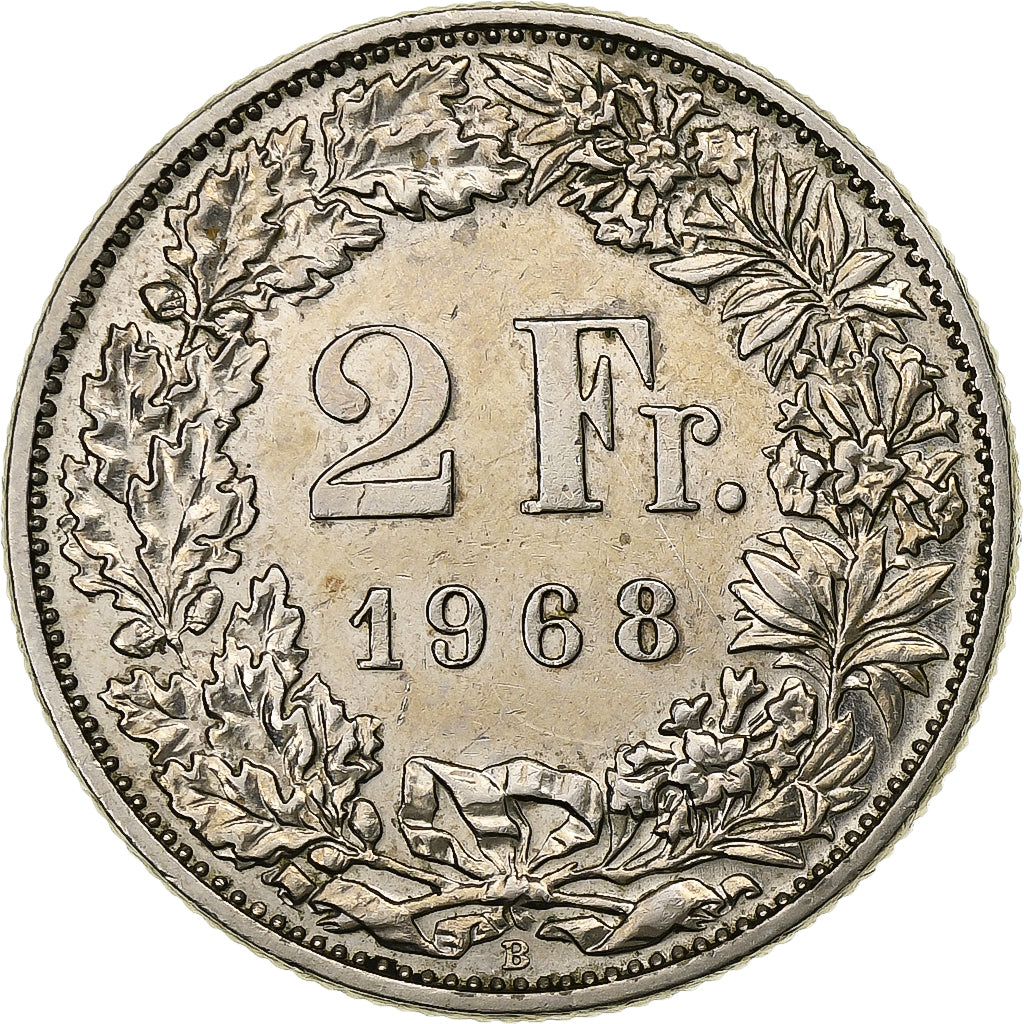 Schweiz, 2 Francs, 1968, Bern, Kupfer-Nickel, VZ, KM:21a.1
