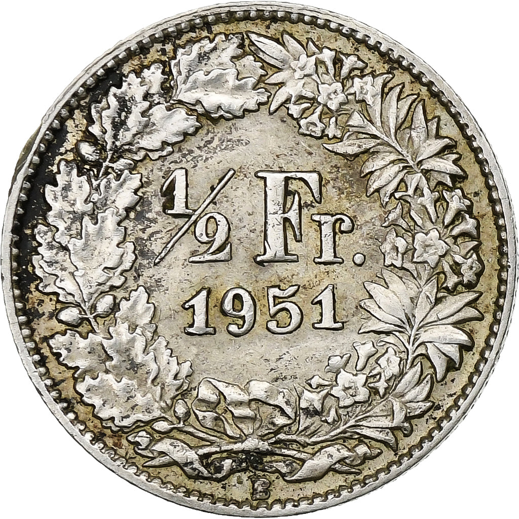 Schweiz, 1/2 Franc, 1951, Bern, Silber, SS+, KM:23