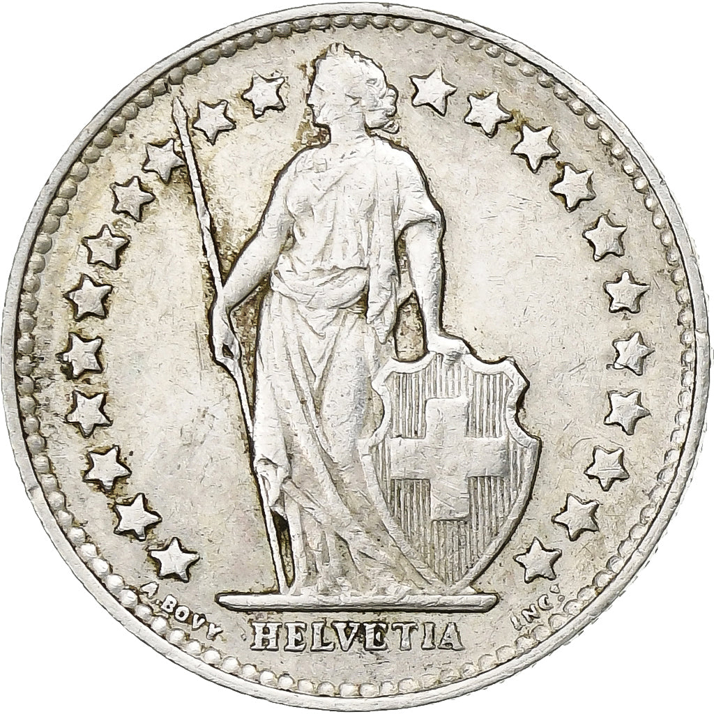 Suíça, 1/2 Franc, 1952, Bern, Prata, AU(50-53), KM:23
