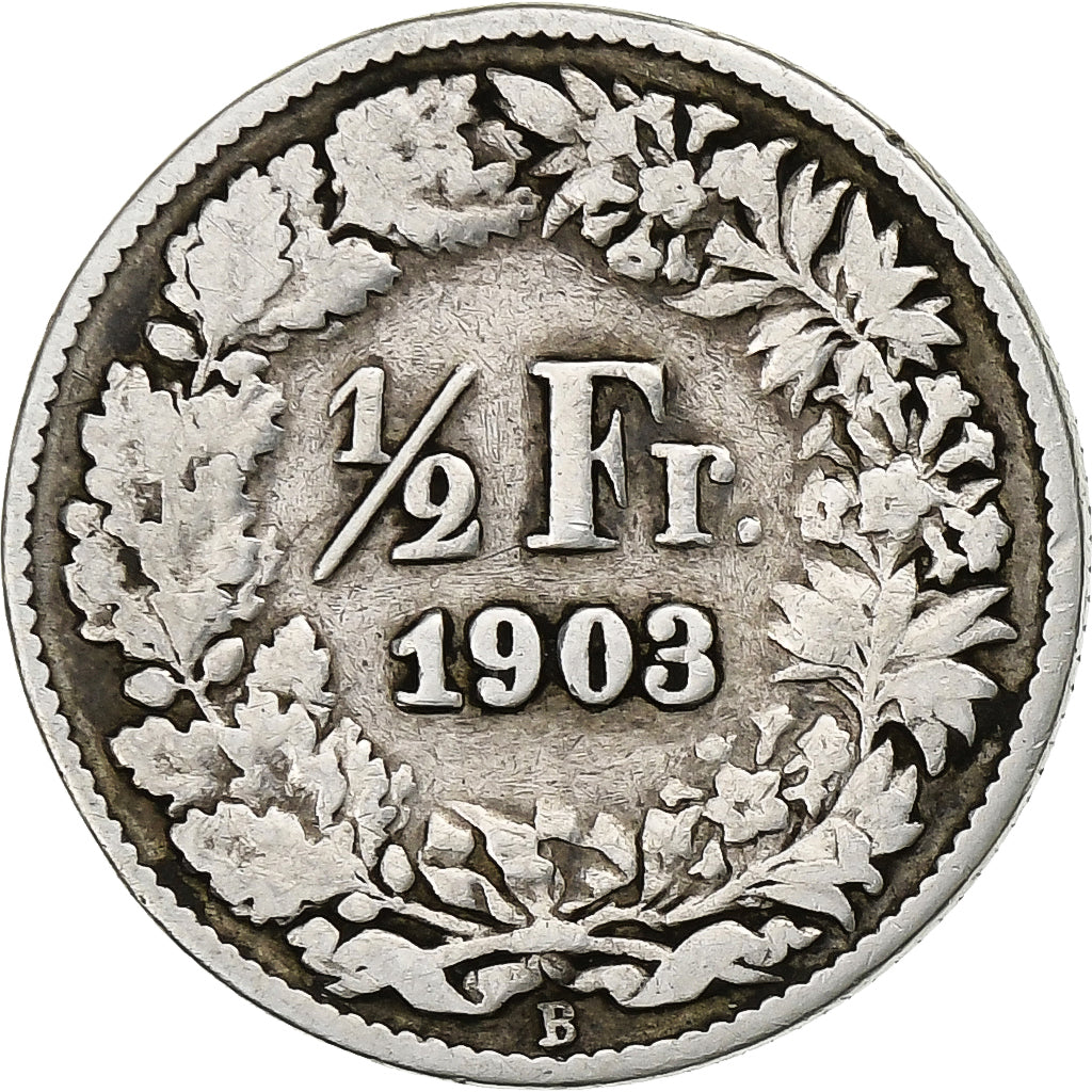 Suiza, 1/2 Franc, 1903, Bern, Plata, MBC, KM:23