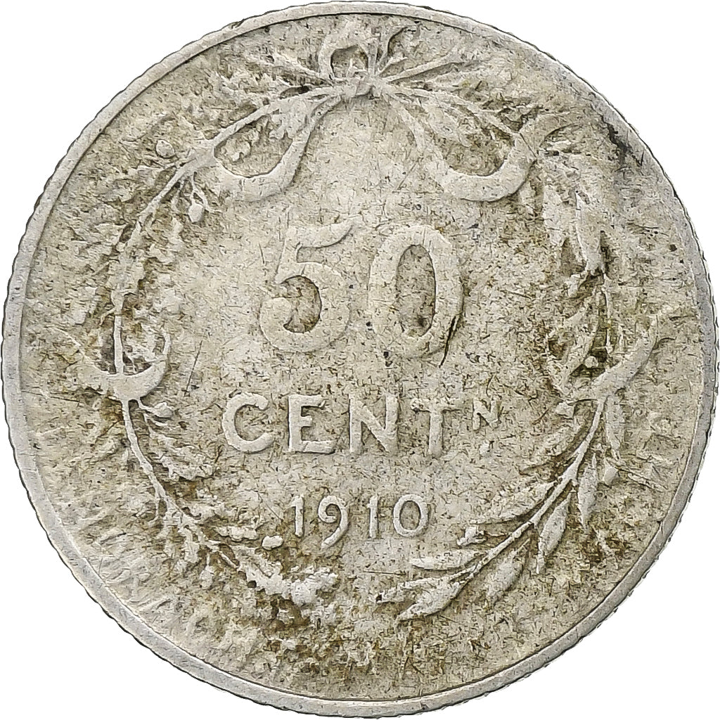 Belgia, 50 Centimes, 1910, Srebro, EF(40-45), KM:71