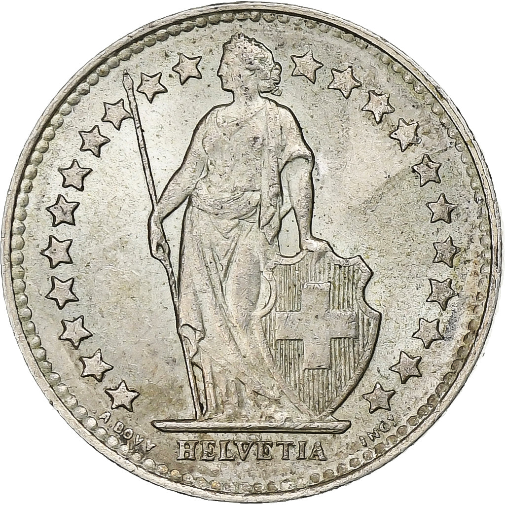 Switzerland, 1/2 Franc, 1950, Bern, Silver, AU(50-53), KM:23