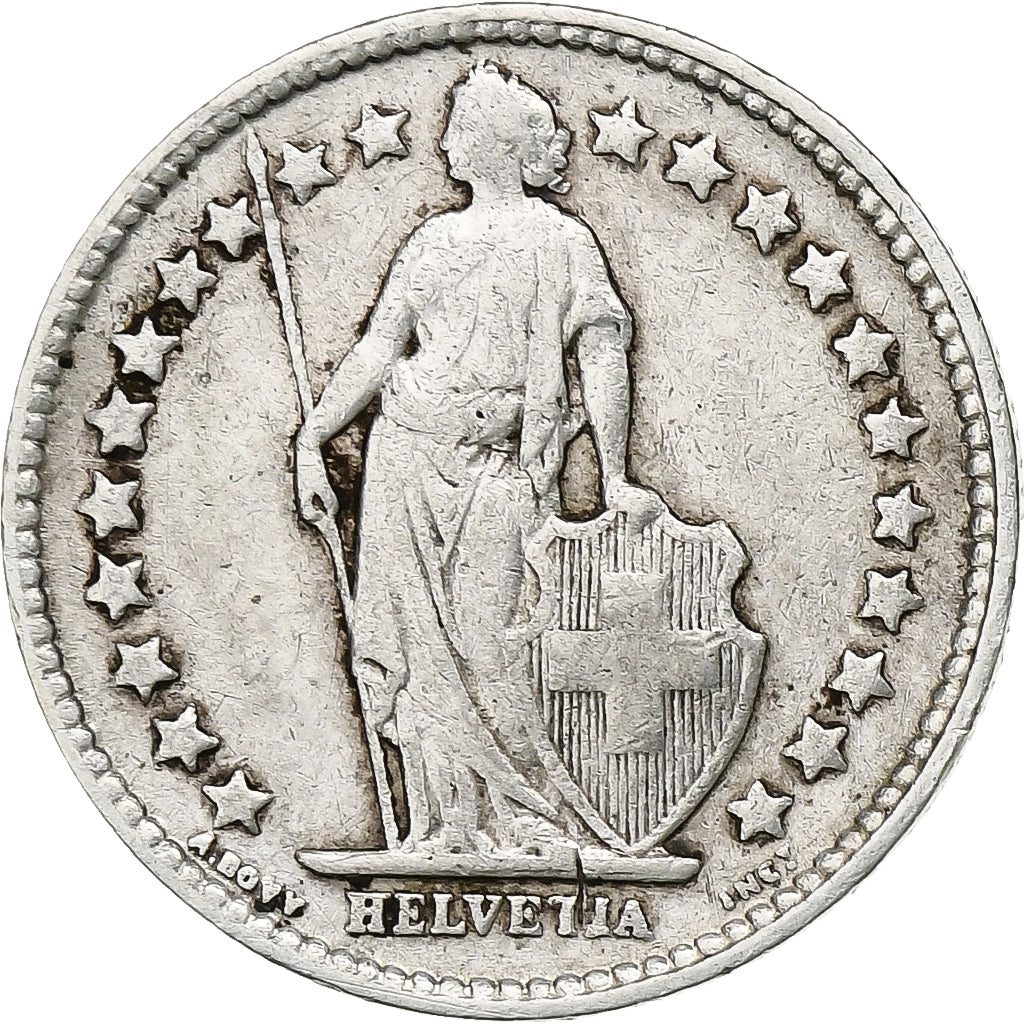Suíça, 1/2 Franc, 1907, Bern, Prata, AU(50-53), KM:23