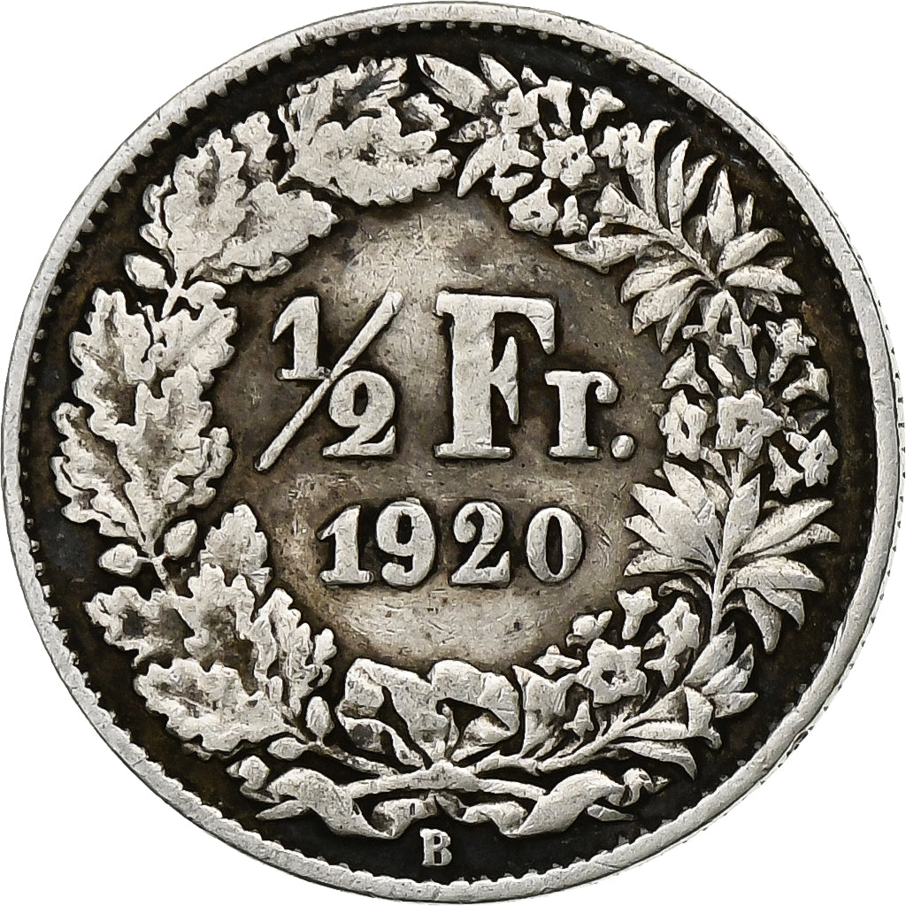 Switzerland, 1/2 Franc, 1920, Bern, Silver, EF(40-45), KM:23