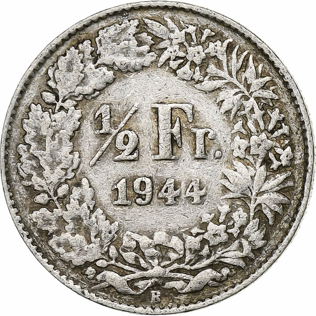 Switzerland, 1/2 Franc, 1944, Bern, Silver, EF(40-45), KM:23