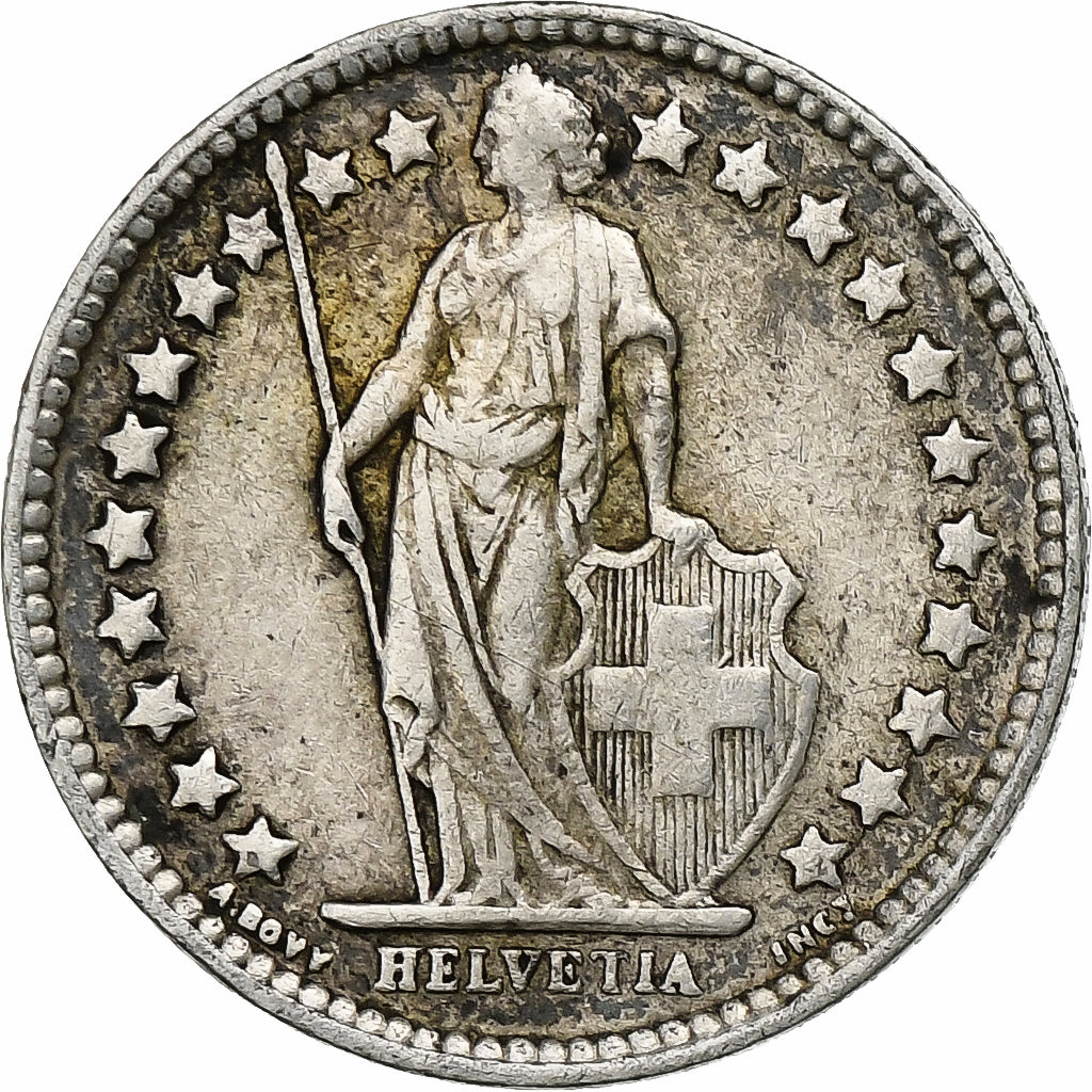 Switzerland, 1/2 Franc, 1943, Bern, Silver, AU(50-53), KM:23