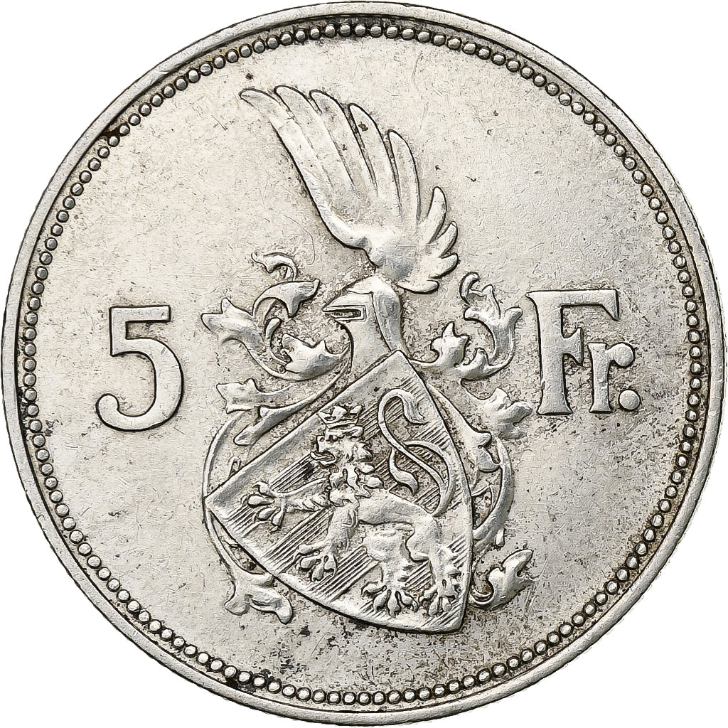 Luxembourg, Charlotte, 5 Francs, 1929, Silver, AU(50-53), KM:38