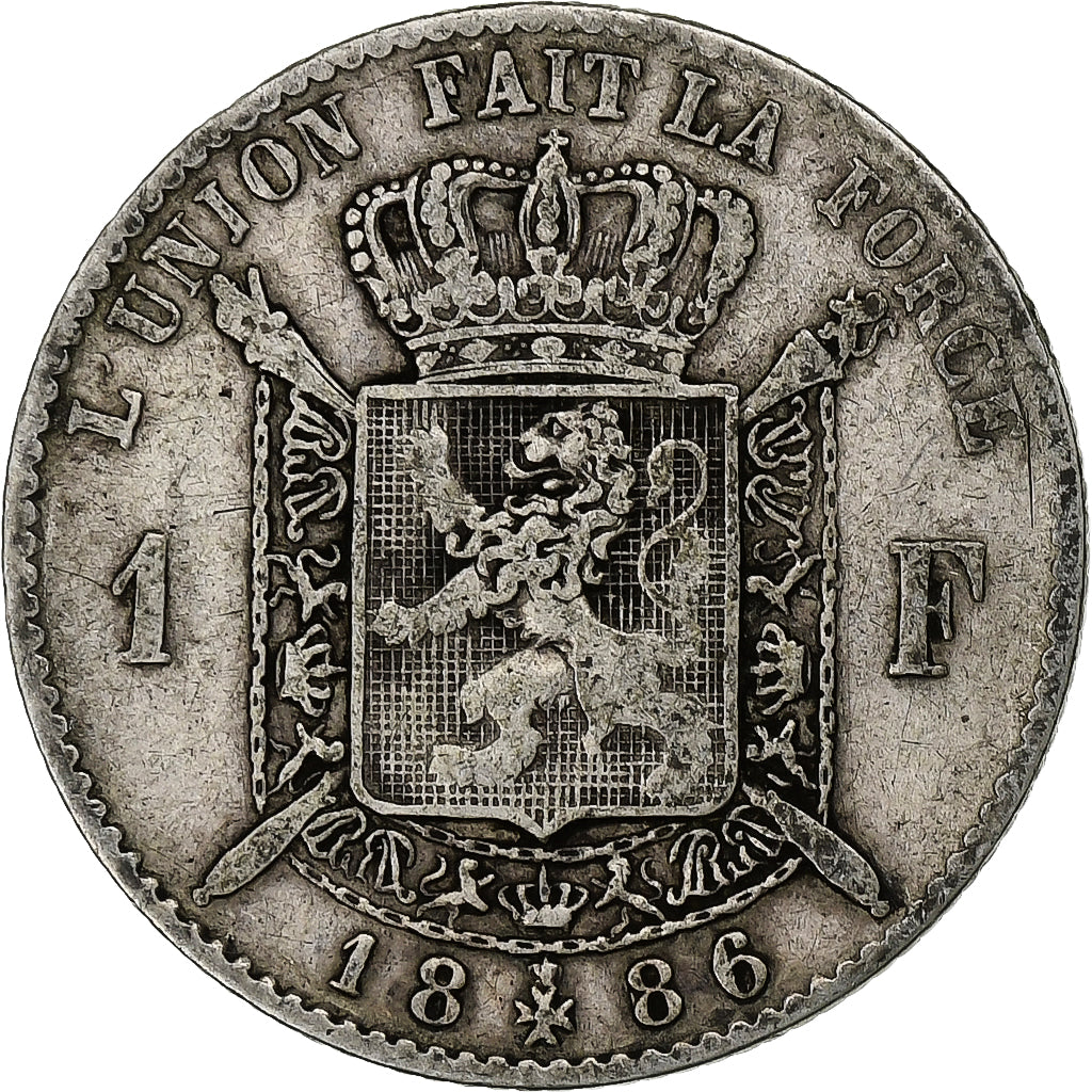 Belgium, Leopold II, Franc, 1886, Silver, EF(40-45), KM:29.1