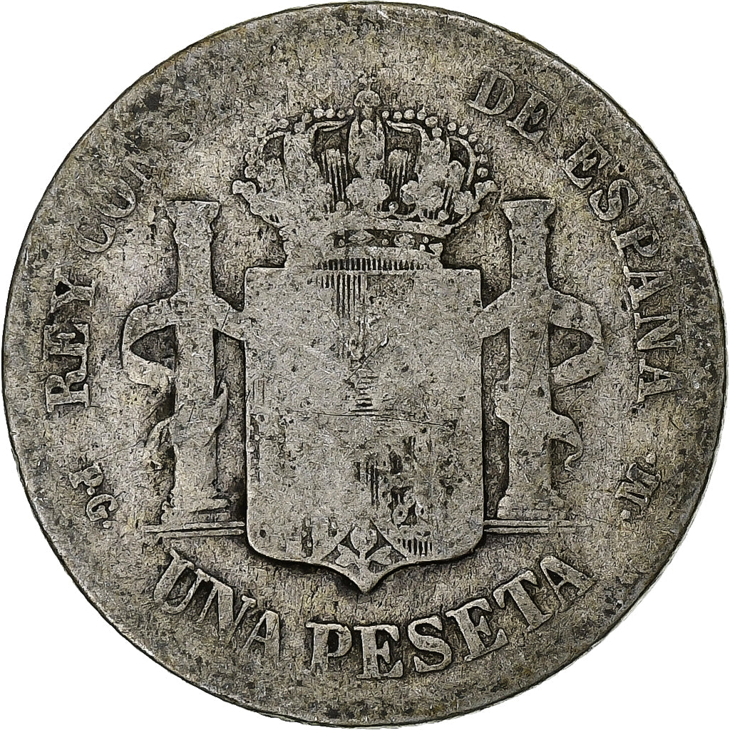 España, Alfonso XIII, Peseta, 1891, Madrid, Plata, BC, KM:691