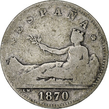 España, Peseta, 1870, Plata, BC