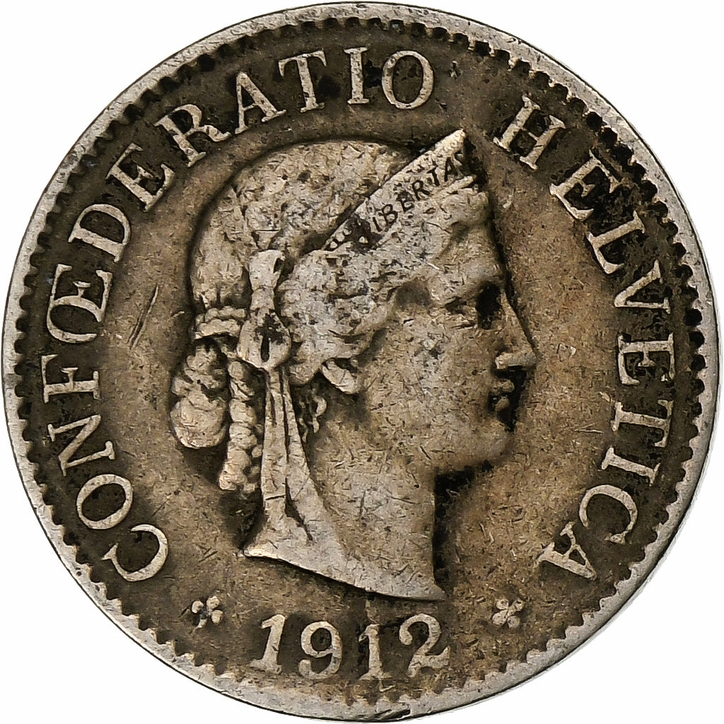 Switzerland, 5 Rappen, 1912, Copper-nickel, EF(40-45)