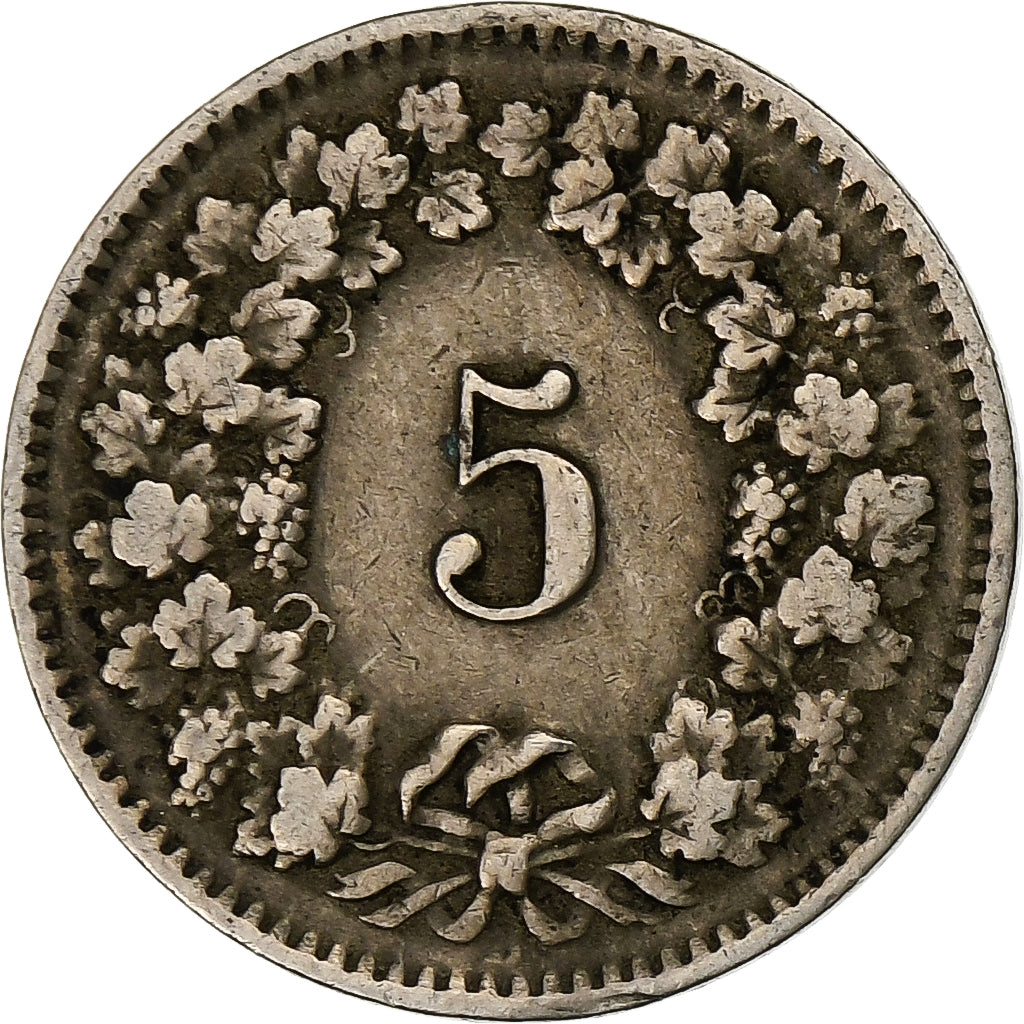 Switzerland, 5 Rappen, 1912, Copper-nickel, EF(40-45)