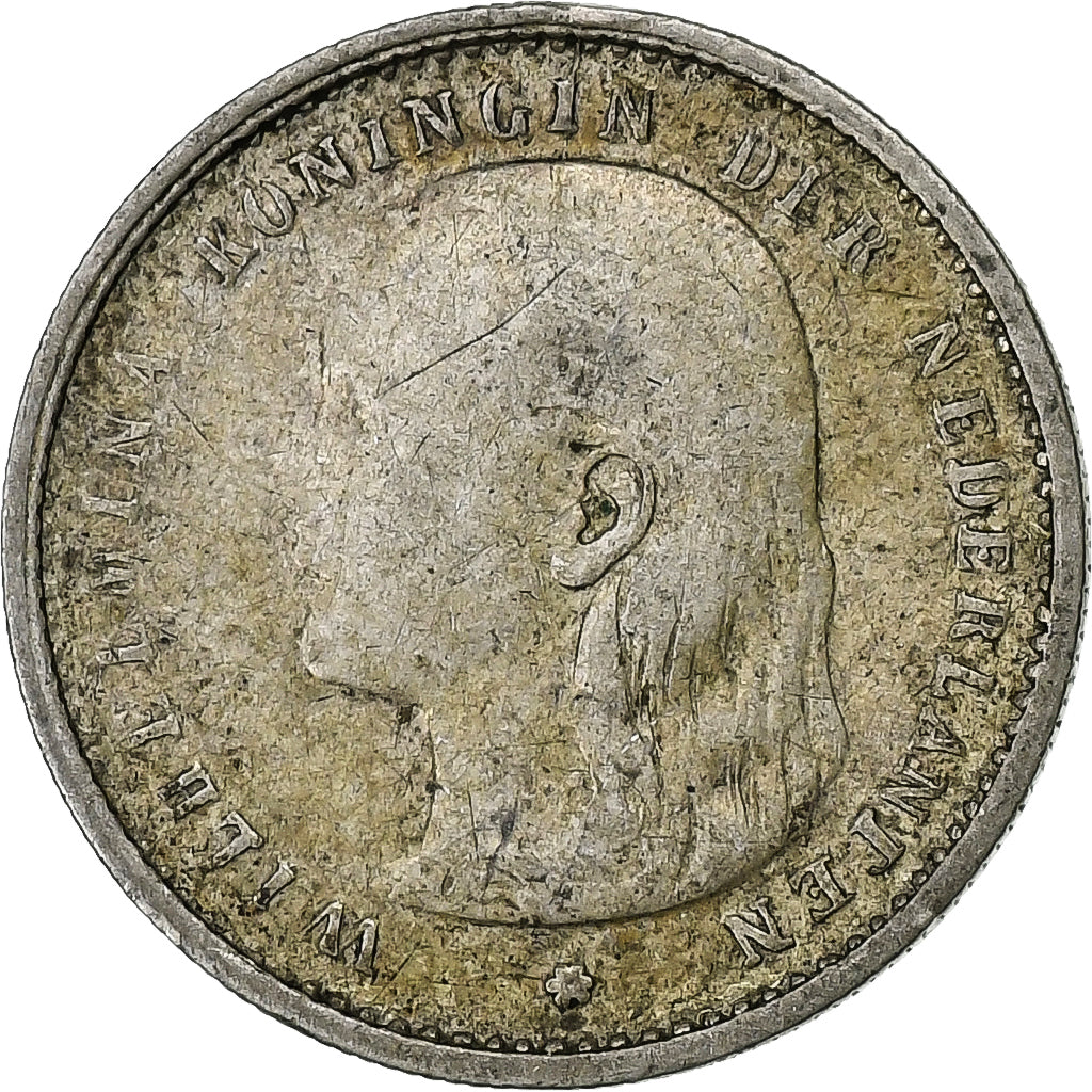 Paesi Bassi, Wilhelmina I, 10 Cents, 1896, Argento, B+, KM:116
