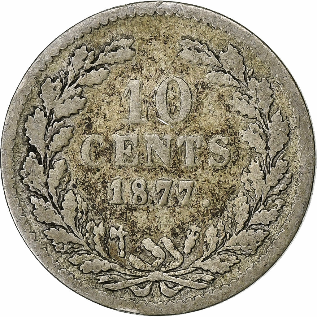 Holandia, William III, 10 Cents, 1877, Srebro, F(12-15), KM:80
