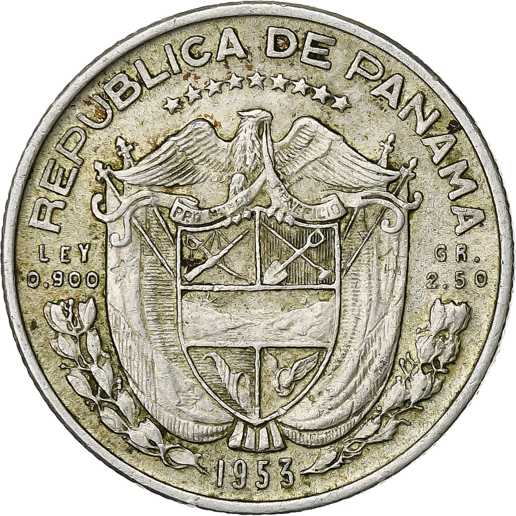 Panama, 1/10 Balboa, 1953, Silver, F(12-15), KM:24