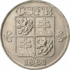 Czechoslovakia, 2 Koruny, 1991, Copper-nickel, AU(50-53), KM:148