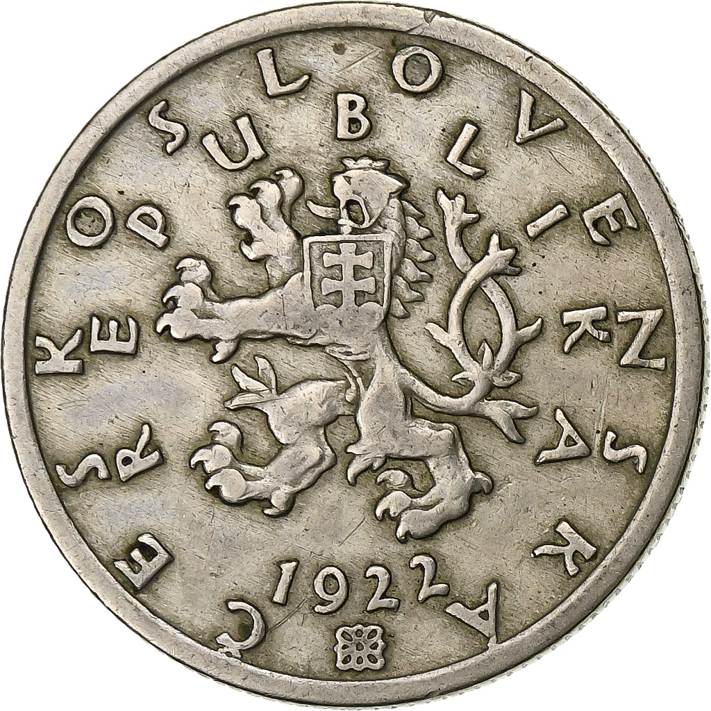 Coin, Czechoslovakia, 50 Haleru, 1922, EF(40-45), Copper-nickel, KM:2