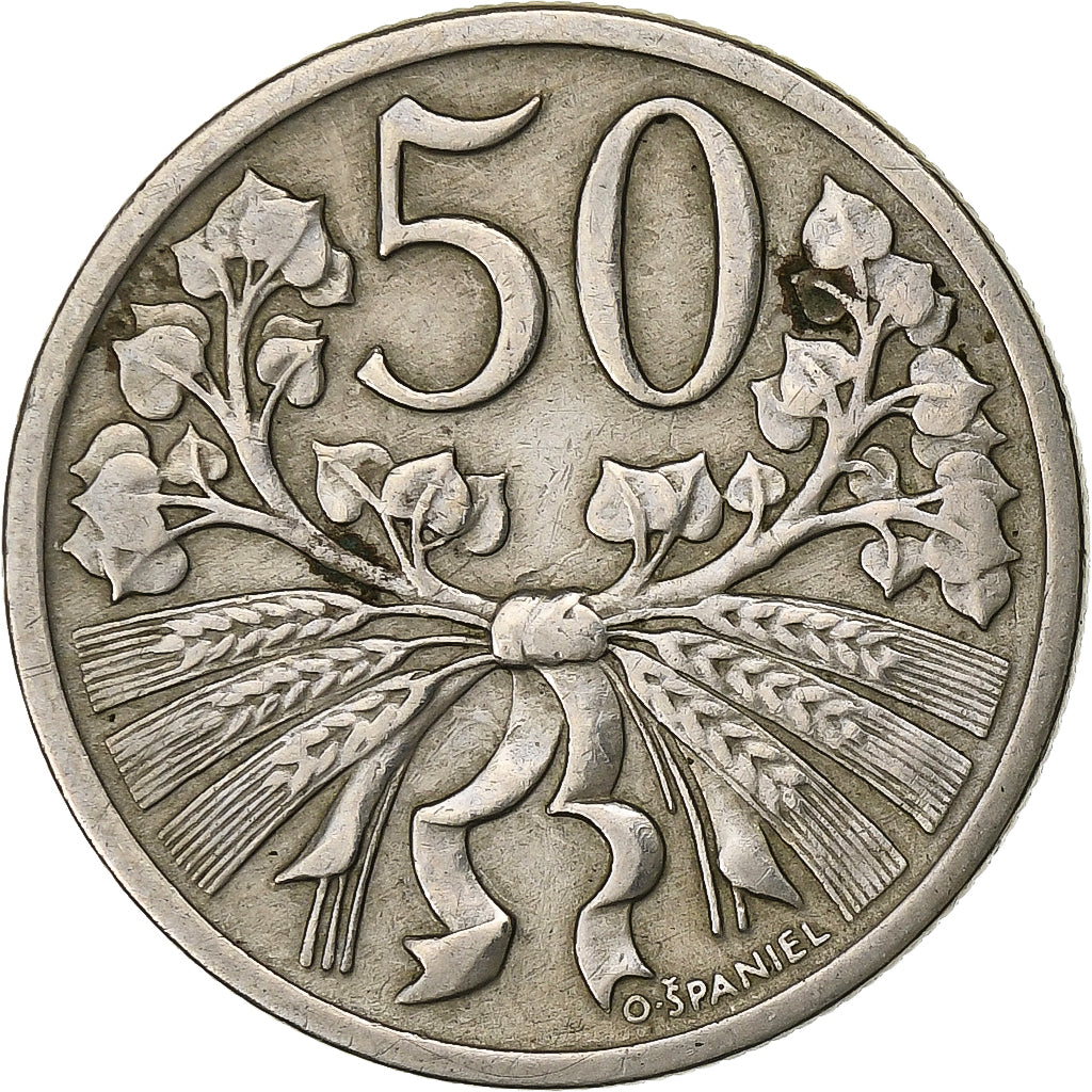 Coin, Czechoslovakia, 50 Haleru, 1922, EF(40-45), Copper-nickel, KM:2