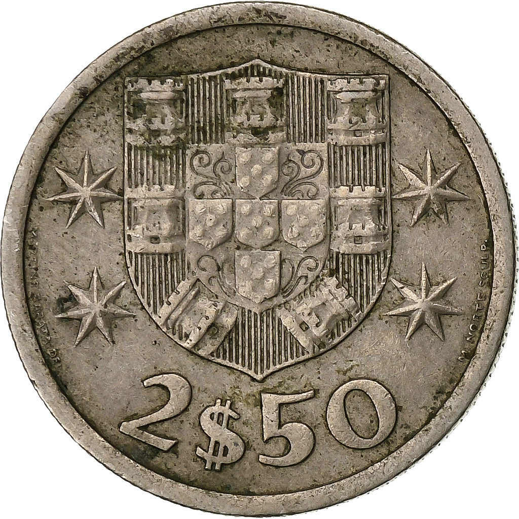 Portugal, 2-1/2 Escudos, 1965, Kupfer-Nickel, SS+, KM:590