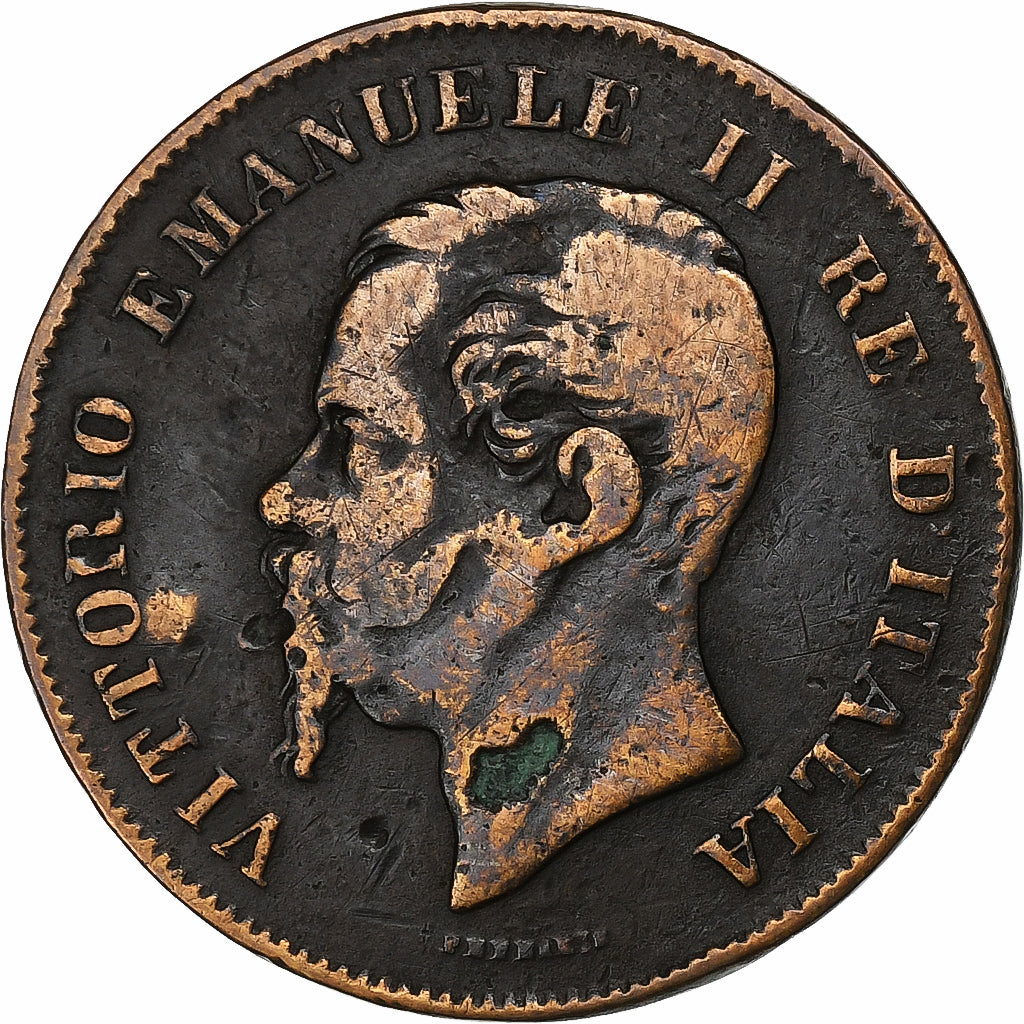 Italy, Vittorio Emanuele II, 5 Centesimi, 1861, Milan, Copper, EF(40-45), KM:3.2