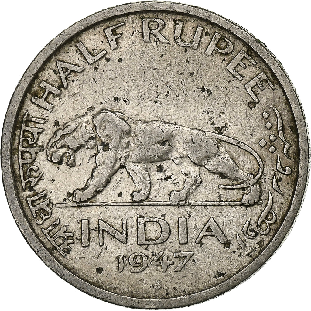 INDIAASE REPUBLIEK, 1/2 Rupee, 1947, Mumbai, Cupro-nikkel, ZF+, KM:Pn5