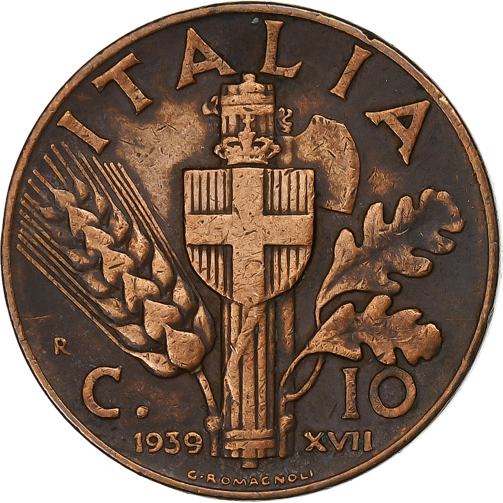 Italy, Vittorio Emanuele III, 10 Centesimi, 1939, Rome, Aluminum-Bronze