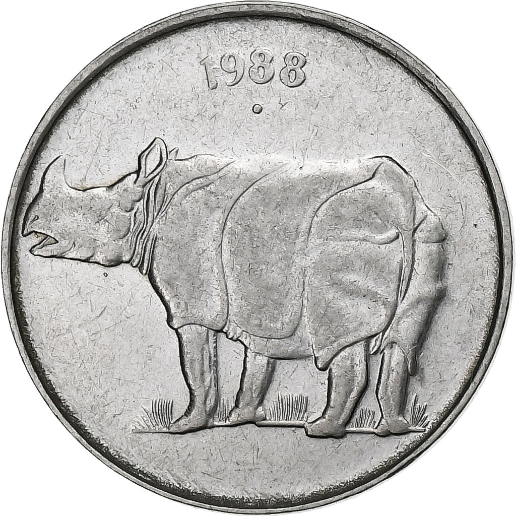 INDIAASE REPUBLIEK, 25 Paise, 1988, Stainless Steel, PR+, KM:54