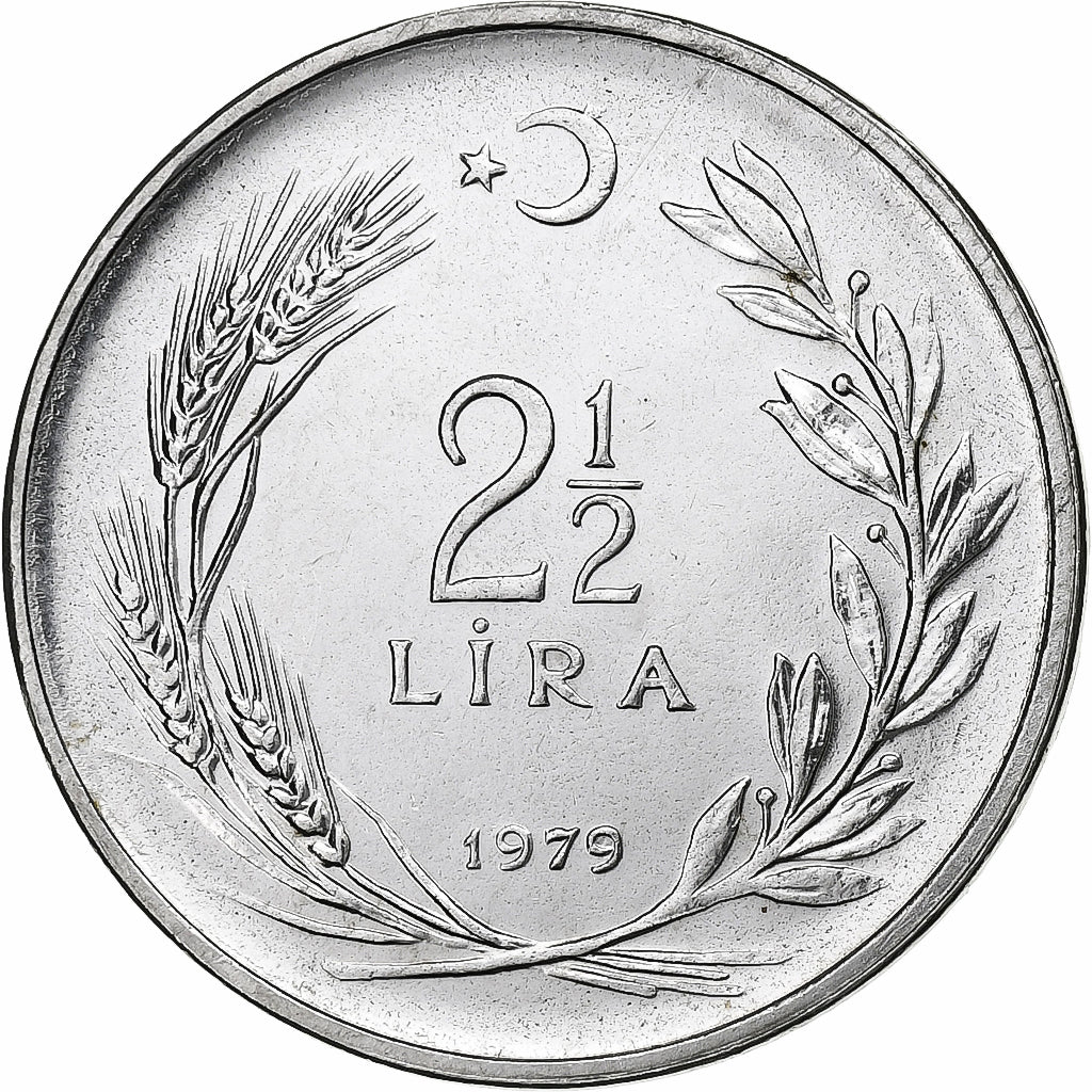 Türkei, 2-1/2 Lira, 1979, Stainless Steel, VZ+, KM:893.2