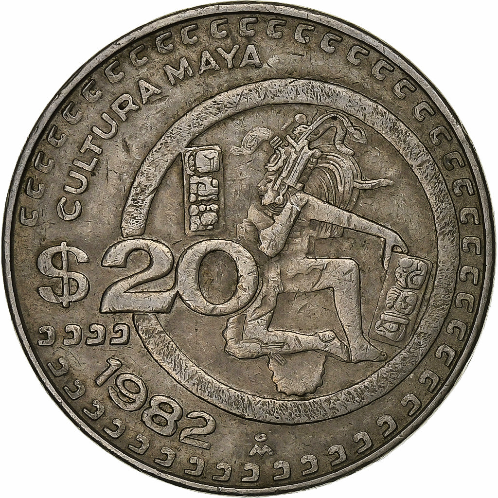 Mexico, 20 Pesos, 1982, Mexico City, Miedź-Nikiel, AU(50-53), KM:486