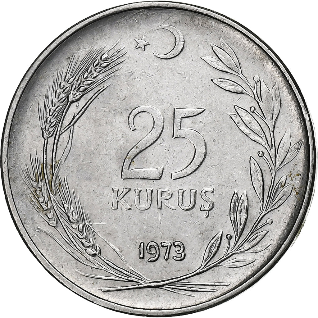 Türkei, 25 Kurus, 1973, Stainless Steel, VZ, KM:892.3