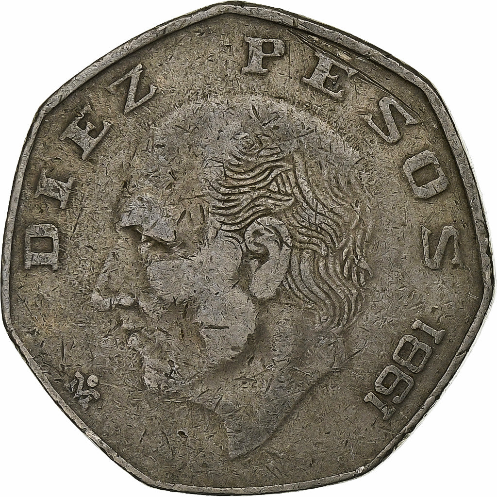 Messico, 10 Pesos, 1981, Mexico City, Rame-nichel, BB+, KM:477.2
