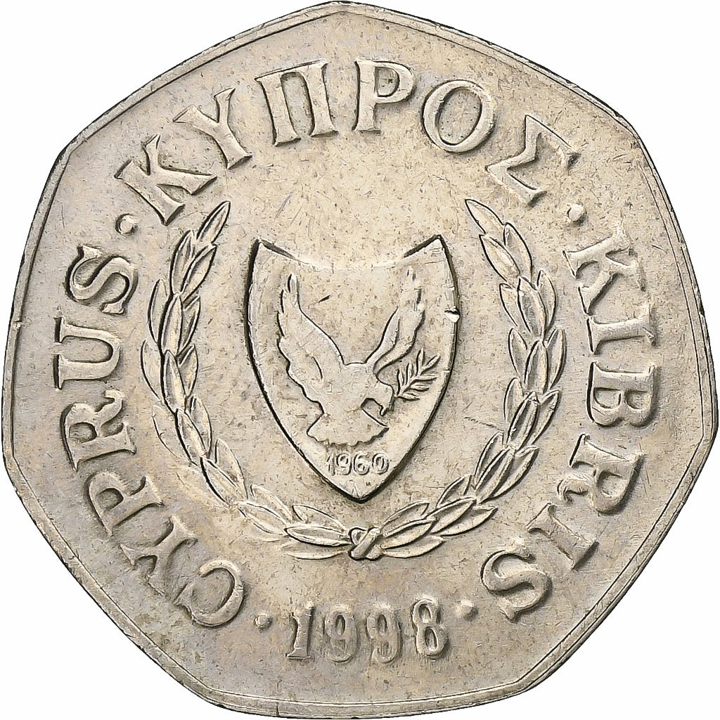 Cyprus, 50 Cents, 1998, Copper-nickel, MS(60-62), KM:66